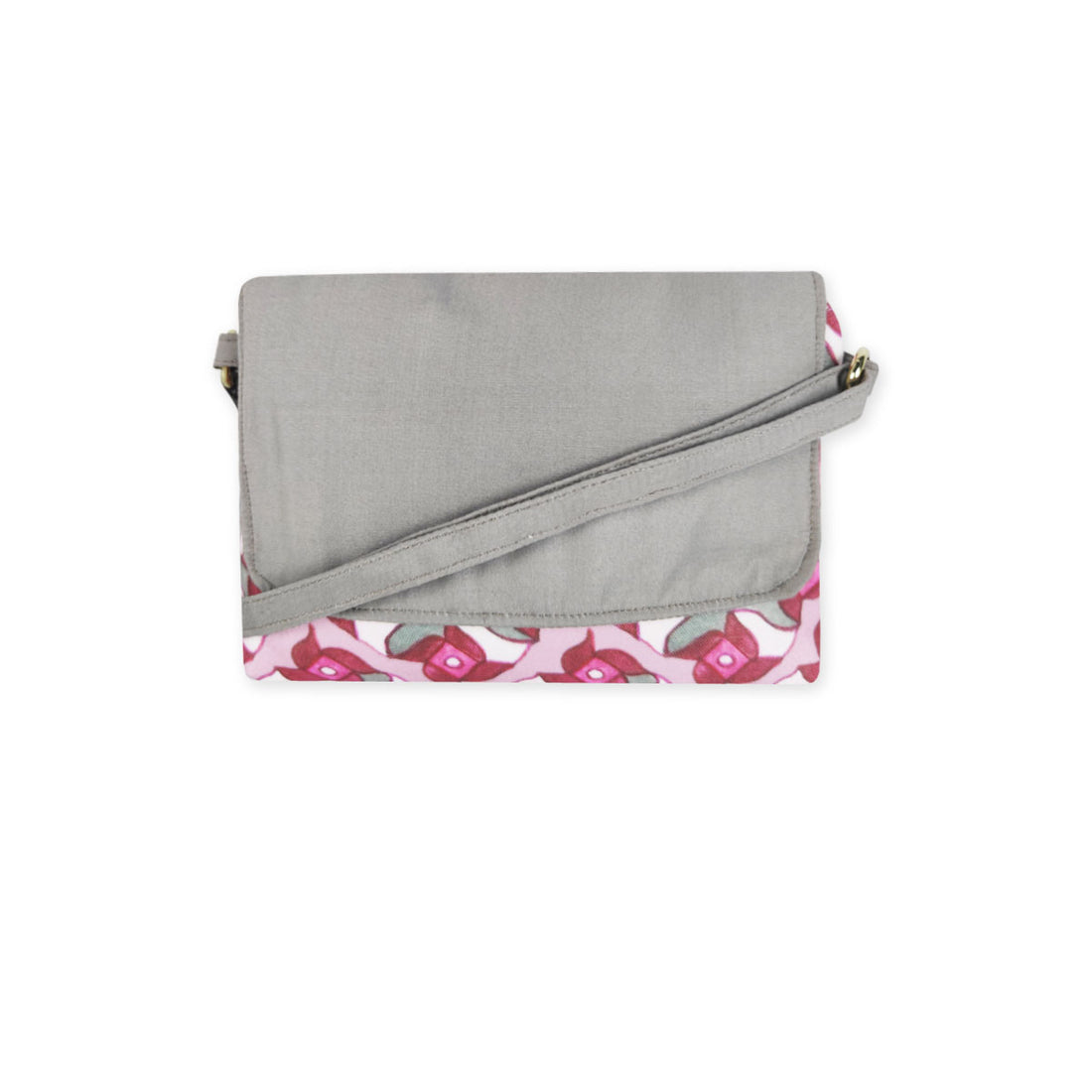 Big Flap Sling Bag- Pink-grey tile