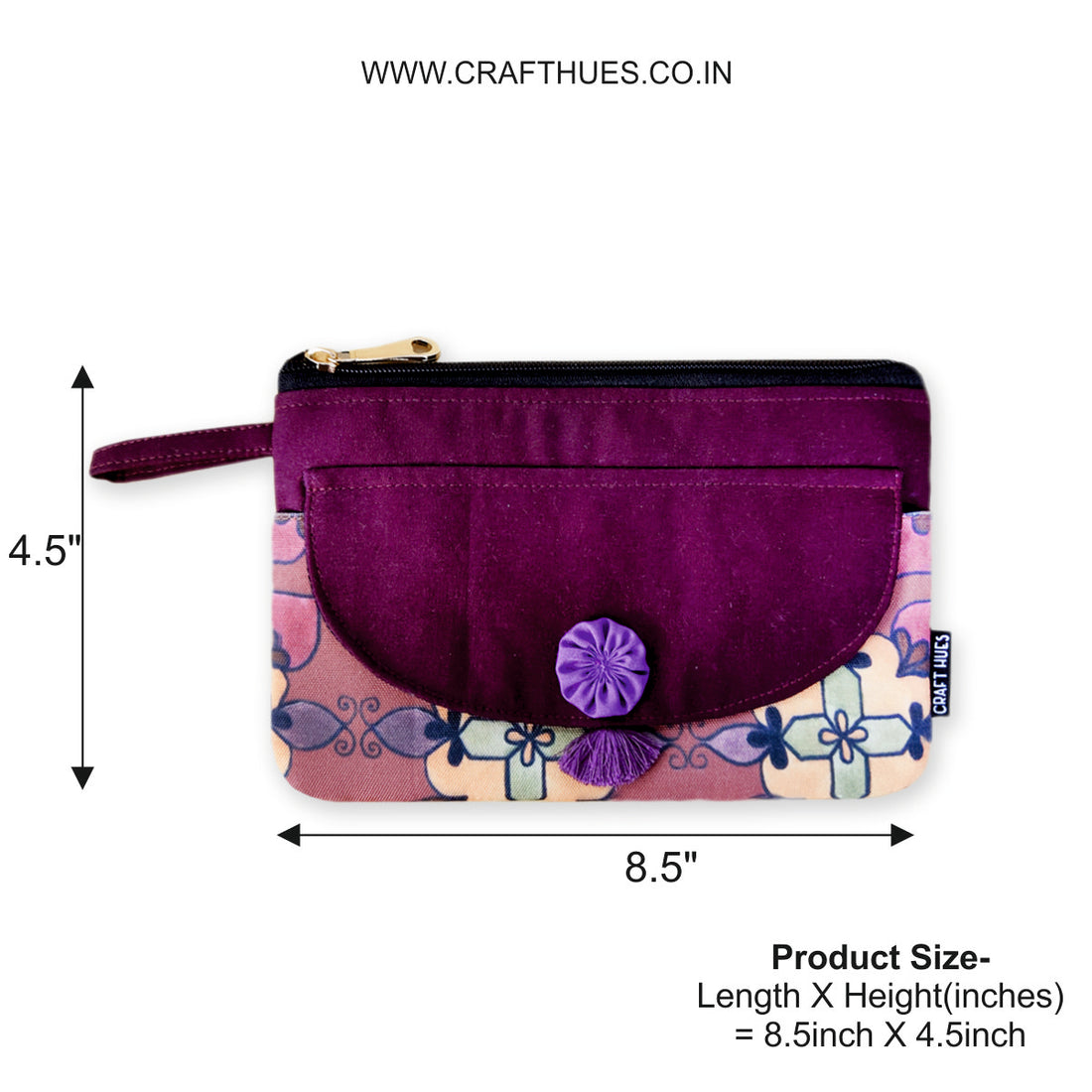 Mobile wallet coin pouch combo- Athangudi Yellow Flowers