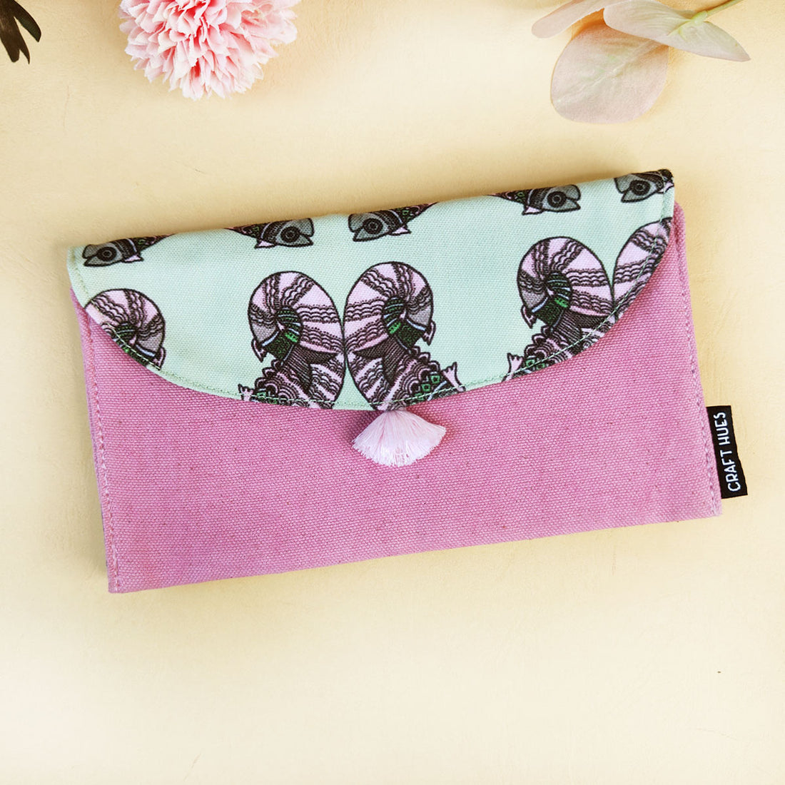 5 Pocket Long Wallet-Gond Pink Fish