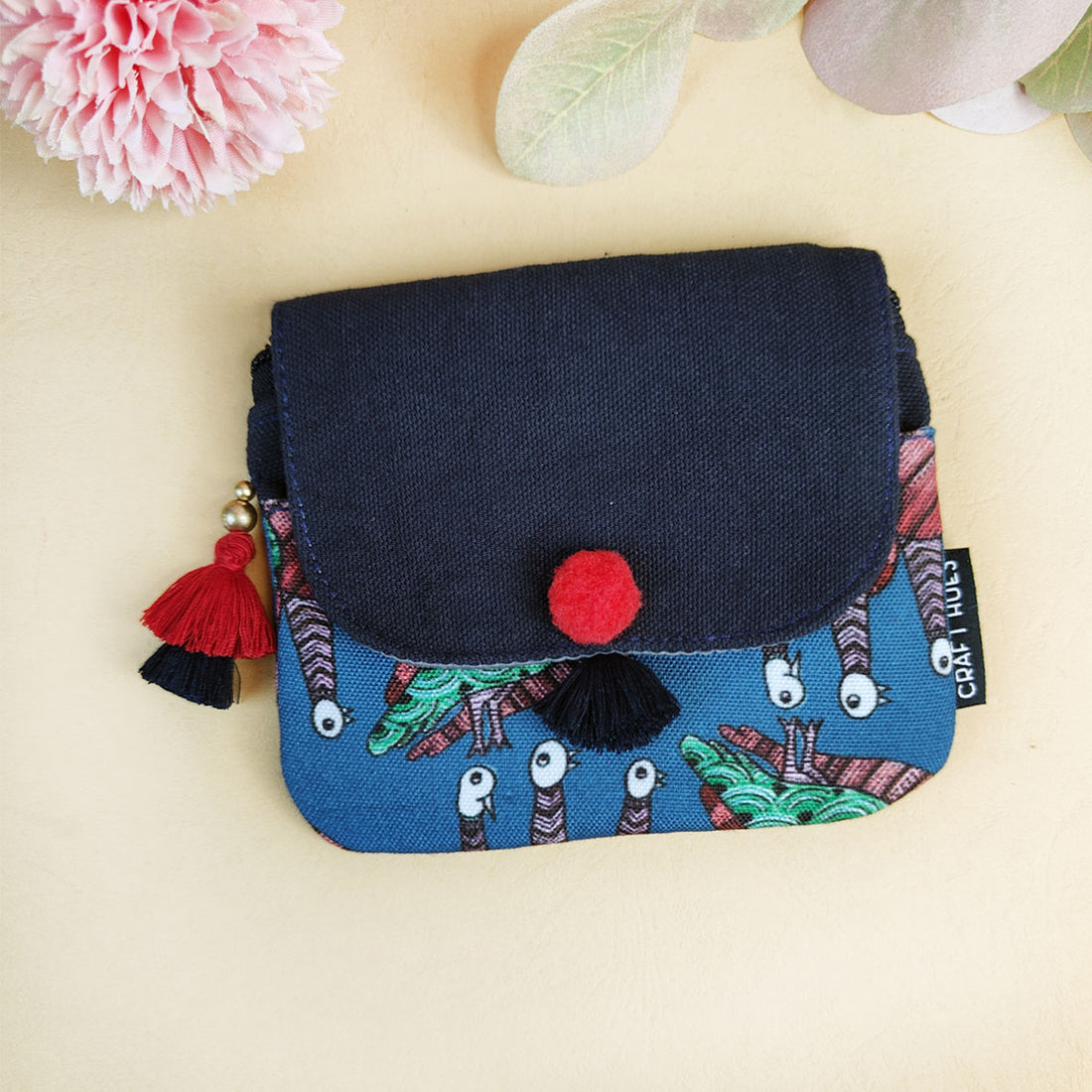 Mini wallet- Gond Blue Bird