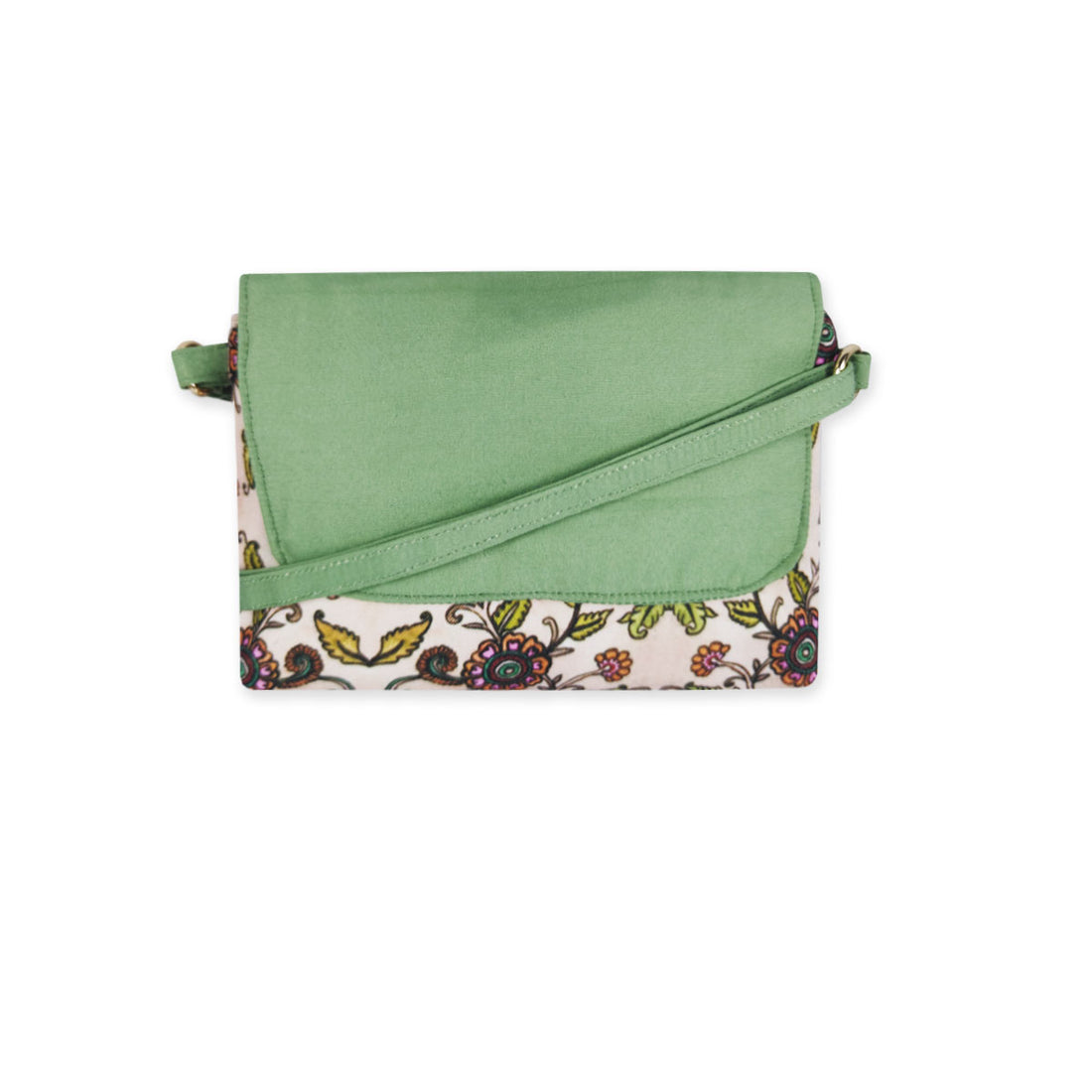 Big Flap Sling Bag- Mint green garden