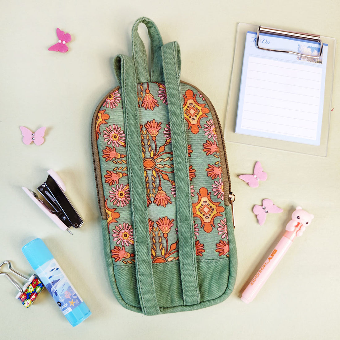 Sea-Green Tile Pencil Pouch Combo