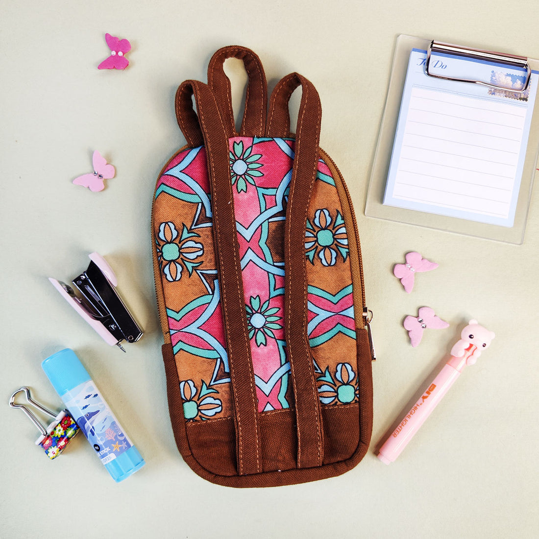 Pink Tile Pencil Pouch Combo