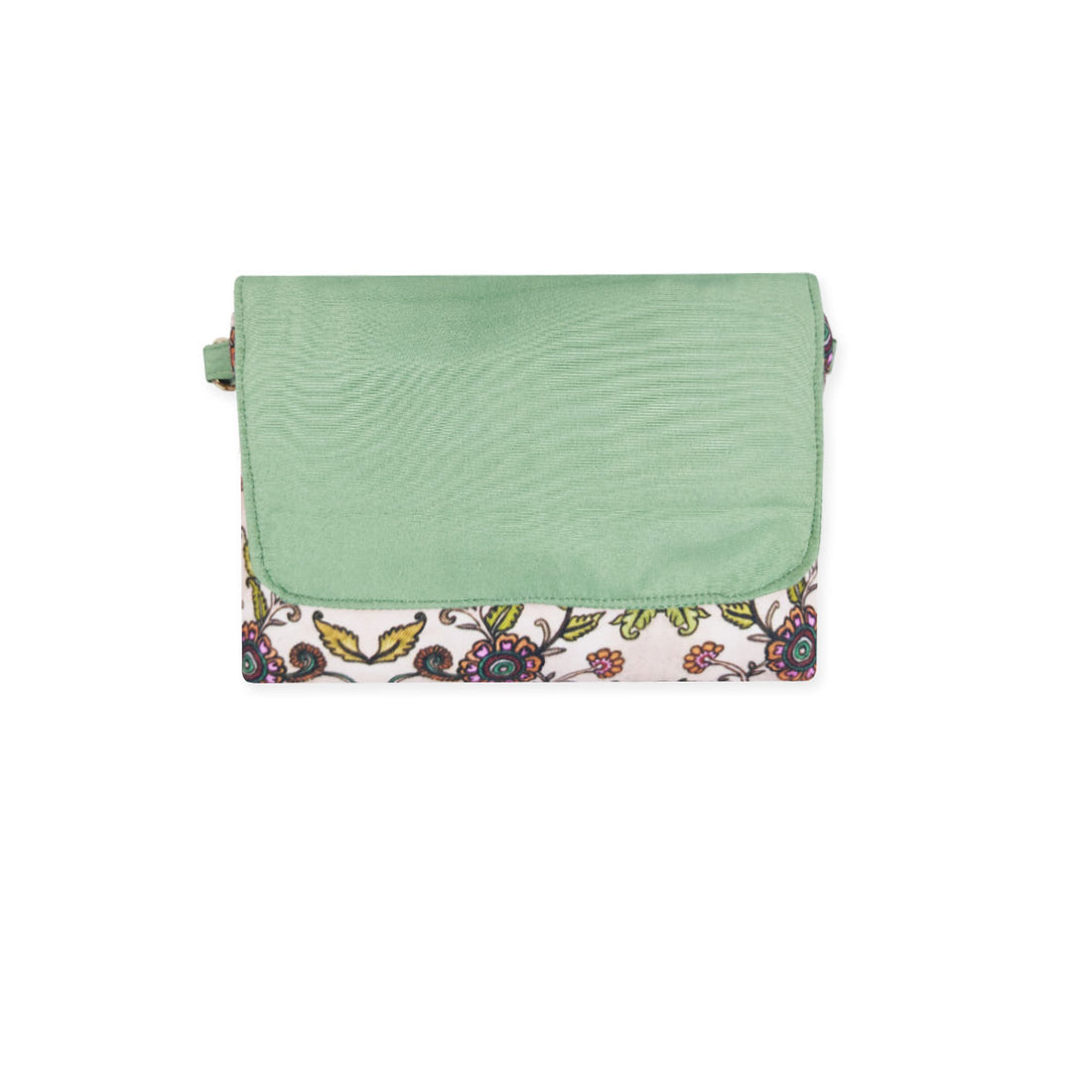 Big Flap Sling Bag- Mint green garden