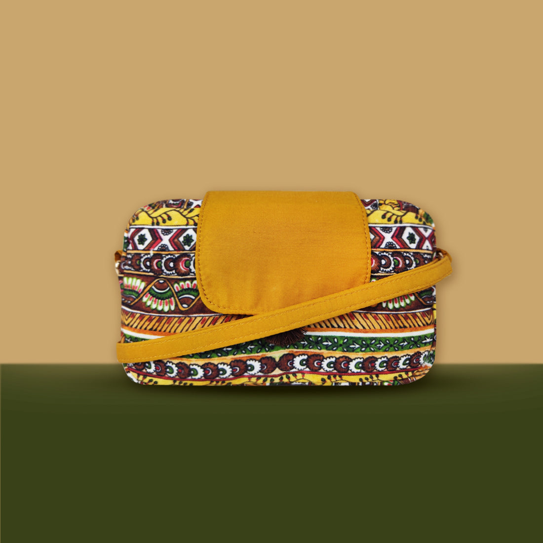 Rectangle Sling Bag- Mustard Border