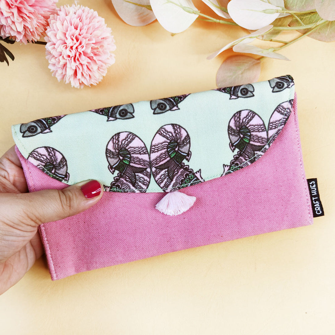 5 Pocket Long Wallet-Gond Pink Fish