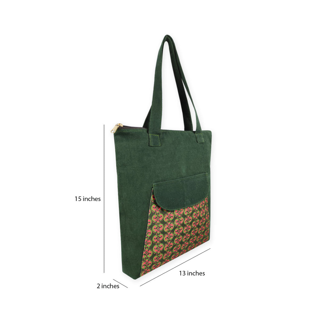 Green Knot Flap Tote Bag