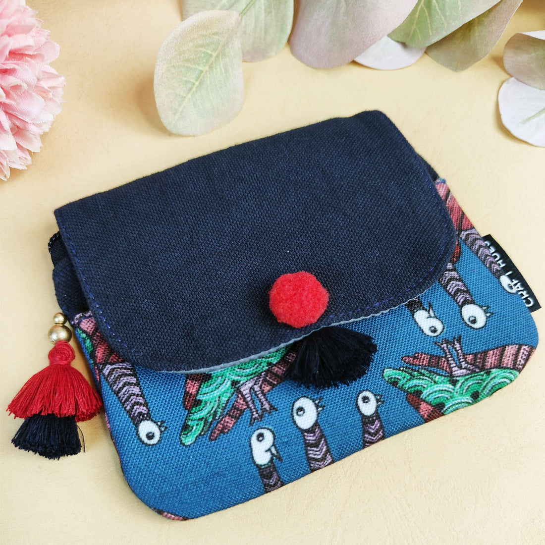 Mini wallet- Gond Blue Bird