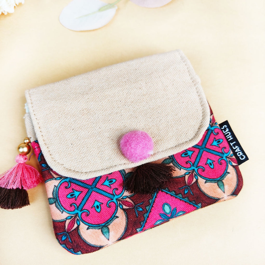 Mini Flap Wallet- Blue & Beige