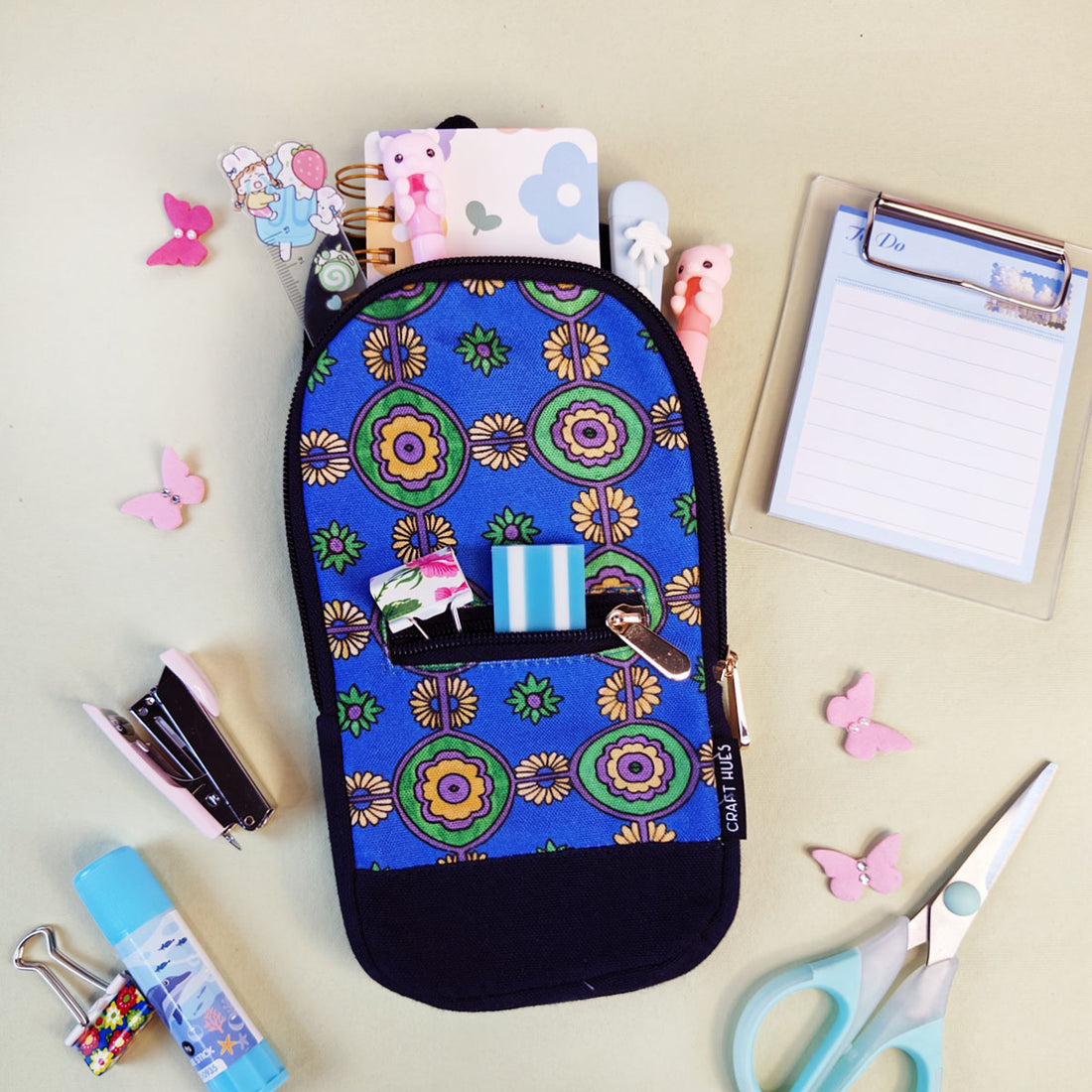 Blue-Green Tile Backpack Pencil Pouch
