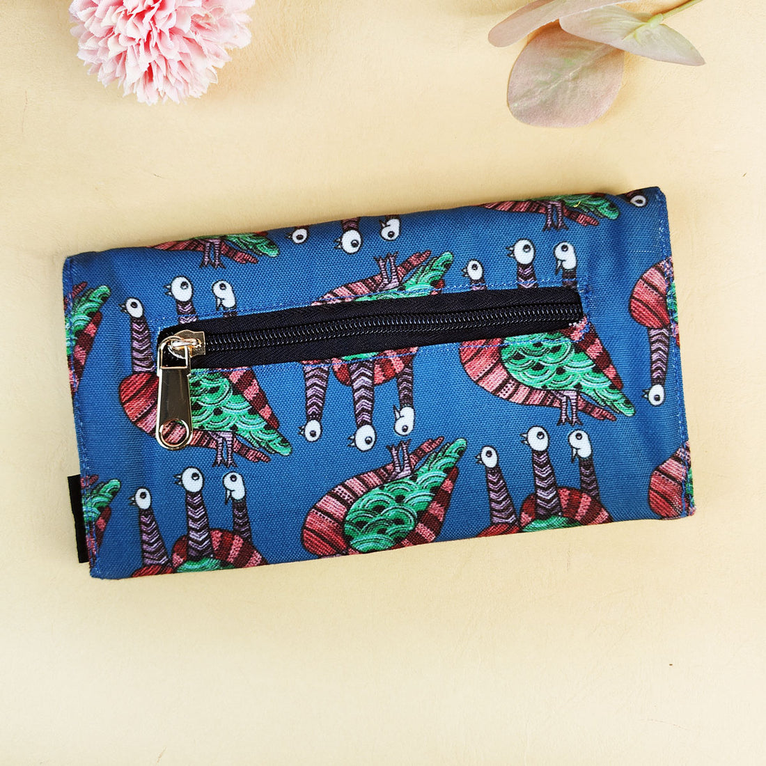 5 Pocket Long Wallet-Gond Blue Bird
