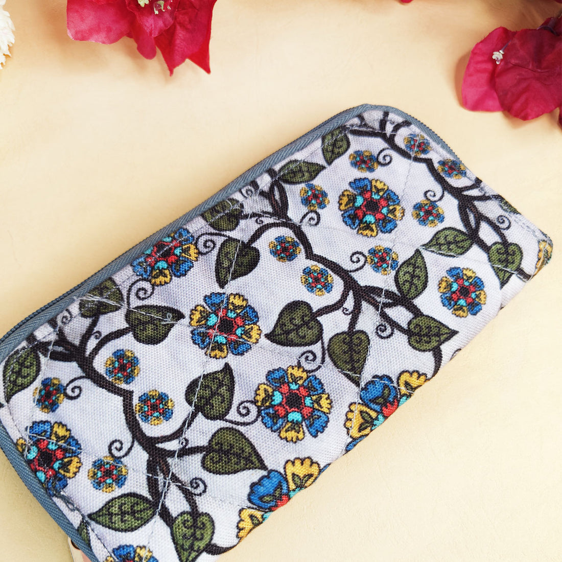 Quilted Slim Wallet- Grey Garden