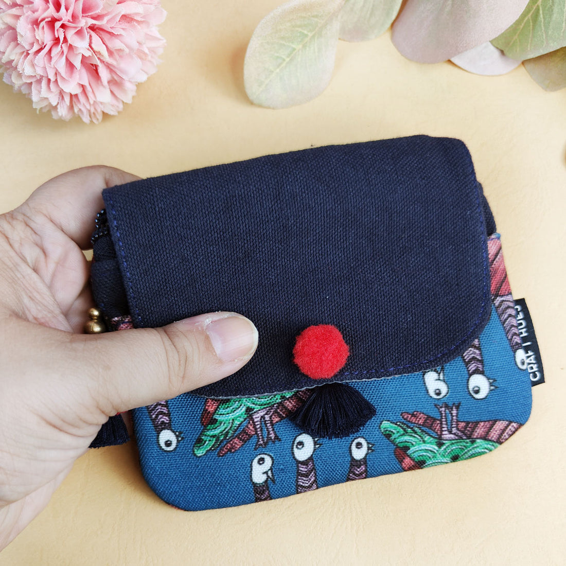 Mini wallet- Gond Blue Bird