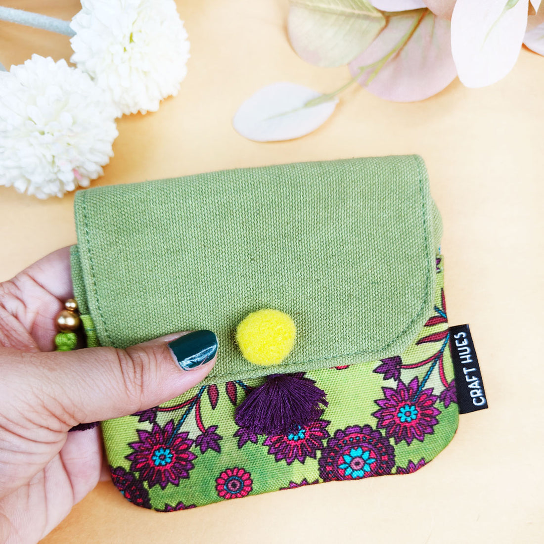 Mini Flap Wallet- Green & Blue
