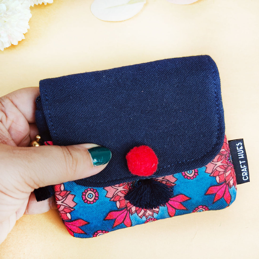 Mini Flap Wallet- Green & Blue