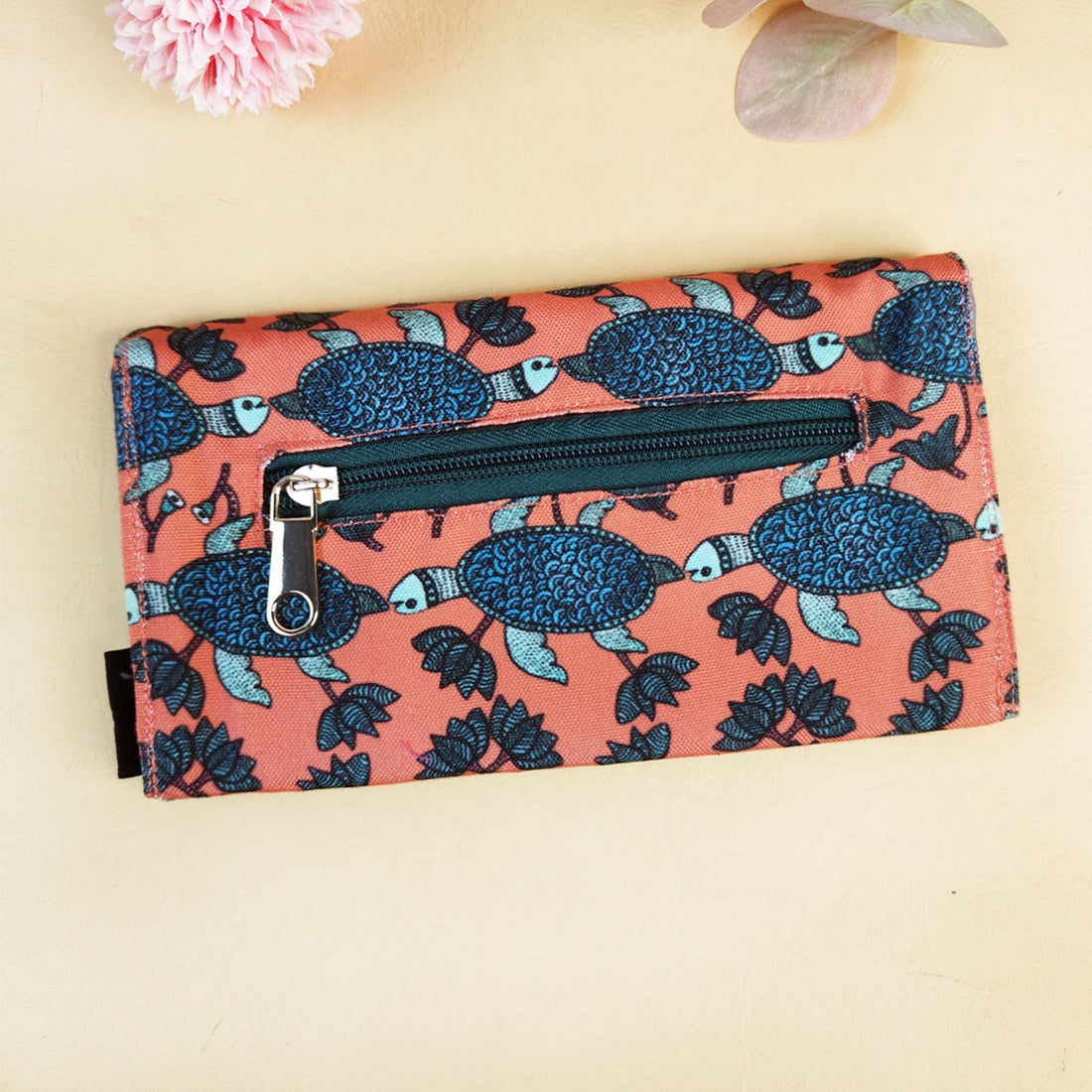 5 Pocket Long Wallet-Gond Teal Turtle