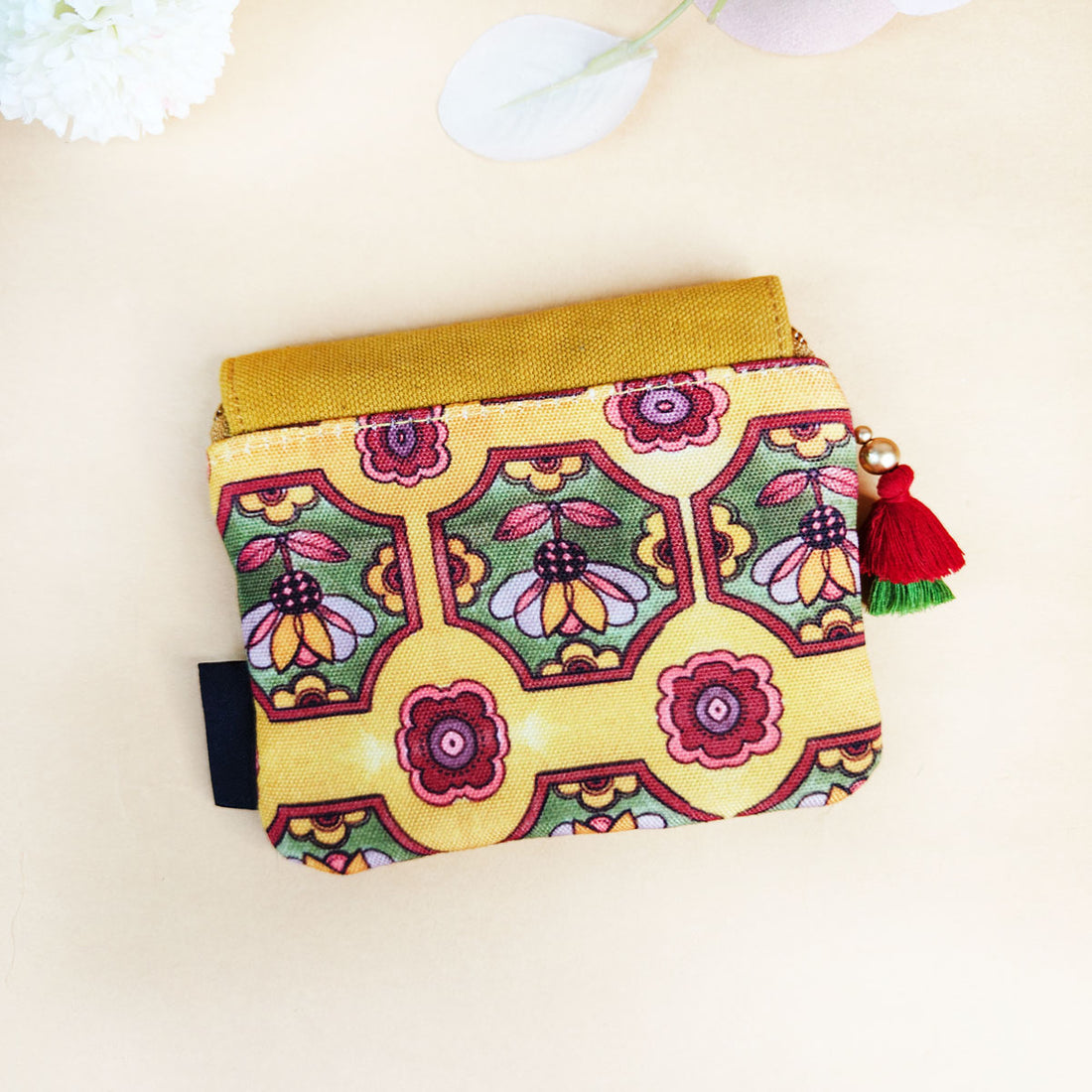 Mini Flap Wallet- Green & Mustard
