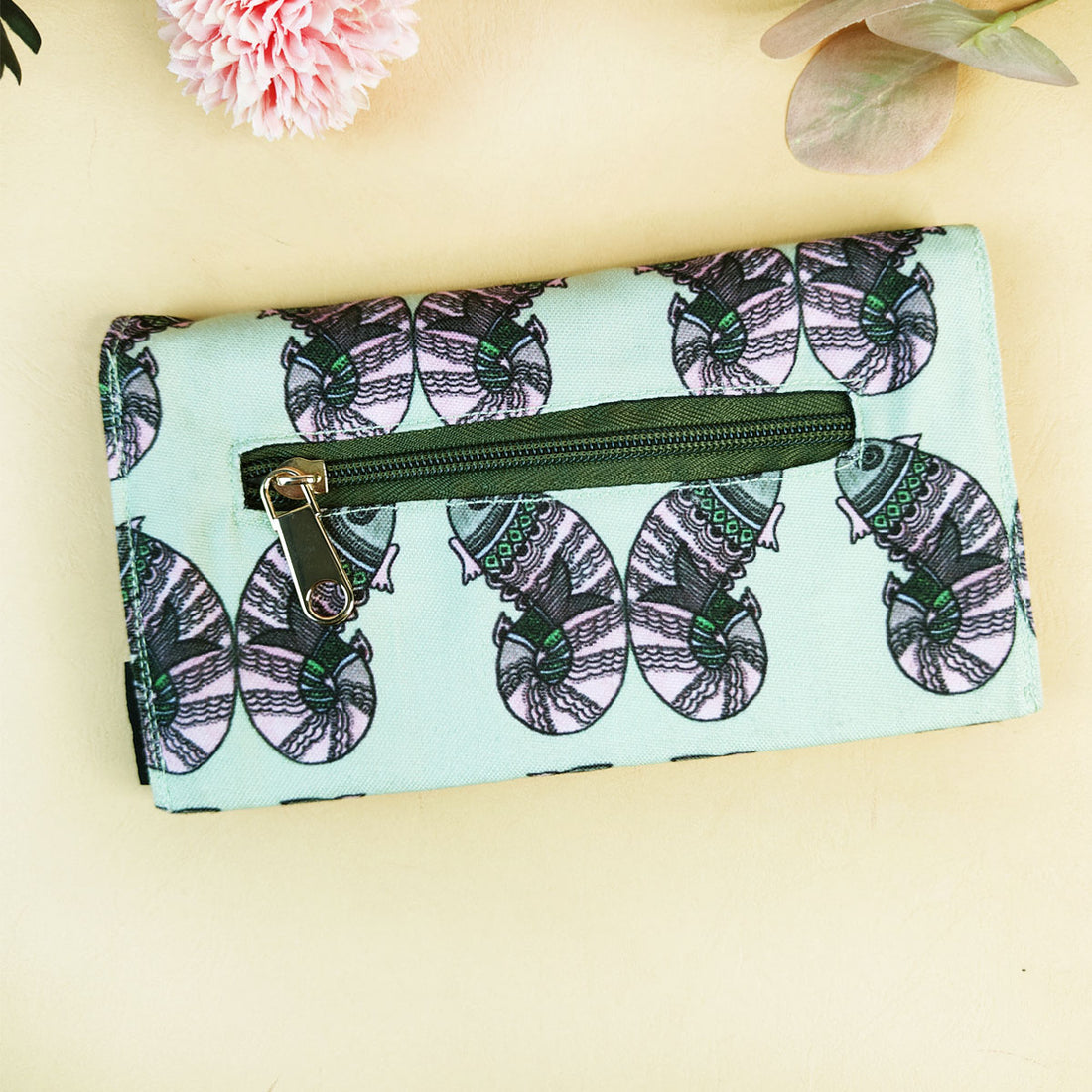 5 Pocket Long Wallet-Gond Pink Fish