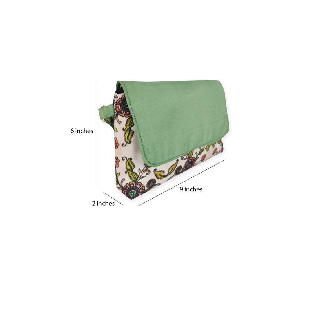 Big Flap Sling Bag- Mint green garden