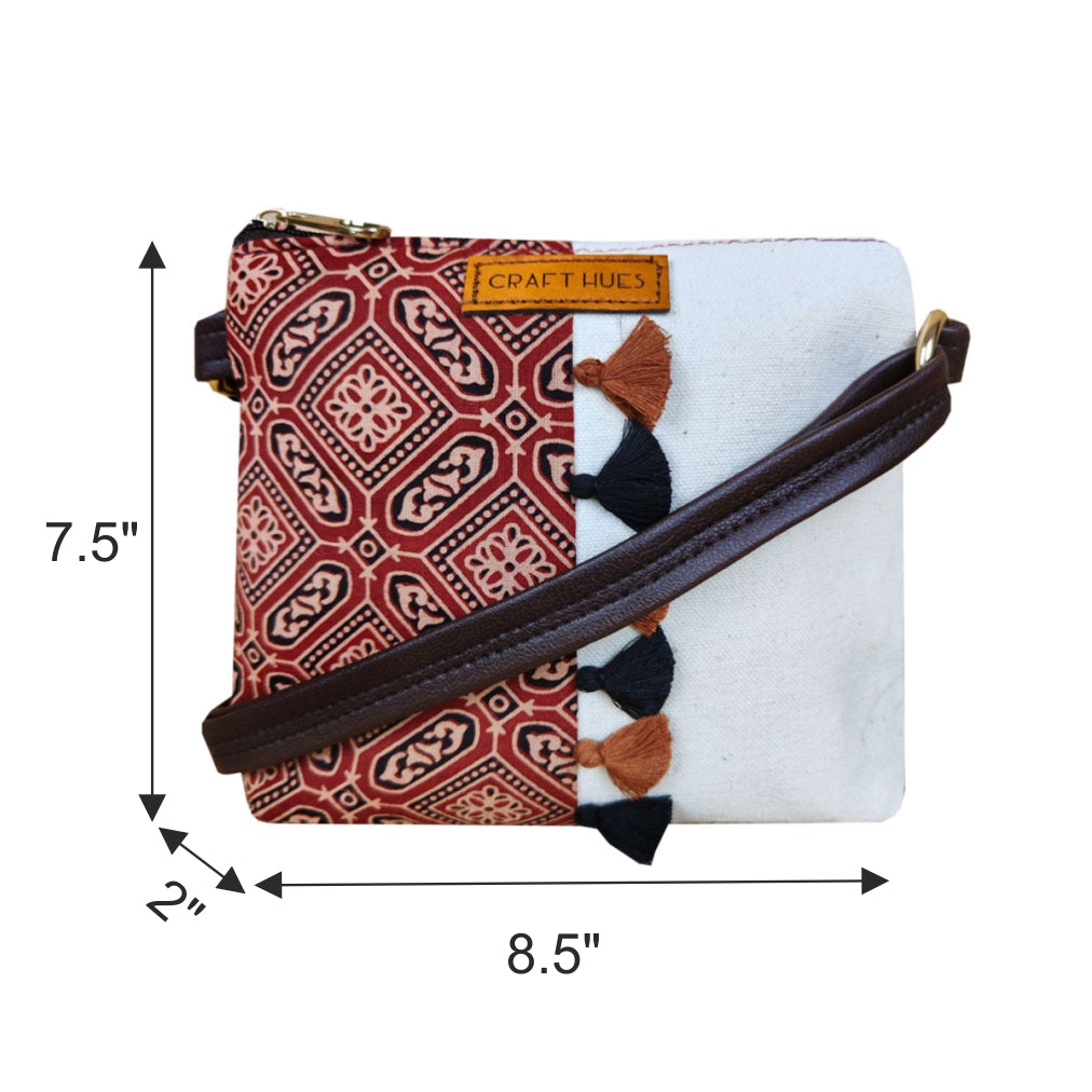 Maroon Tiles Sling/Pouch Bag Combo