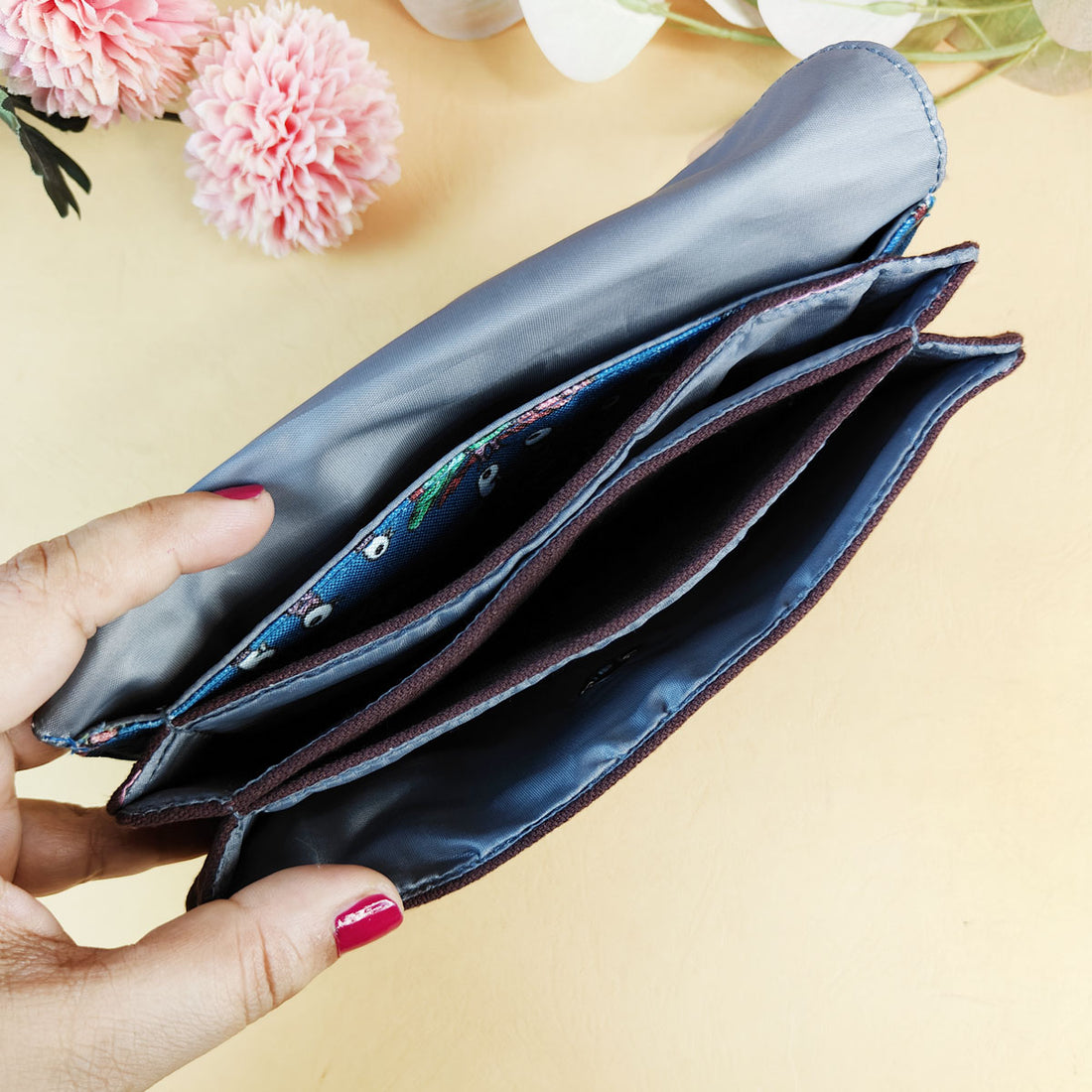 5 Pocket Long Wallet-Gond Blue Bird
