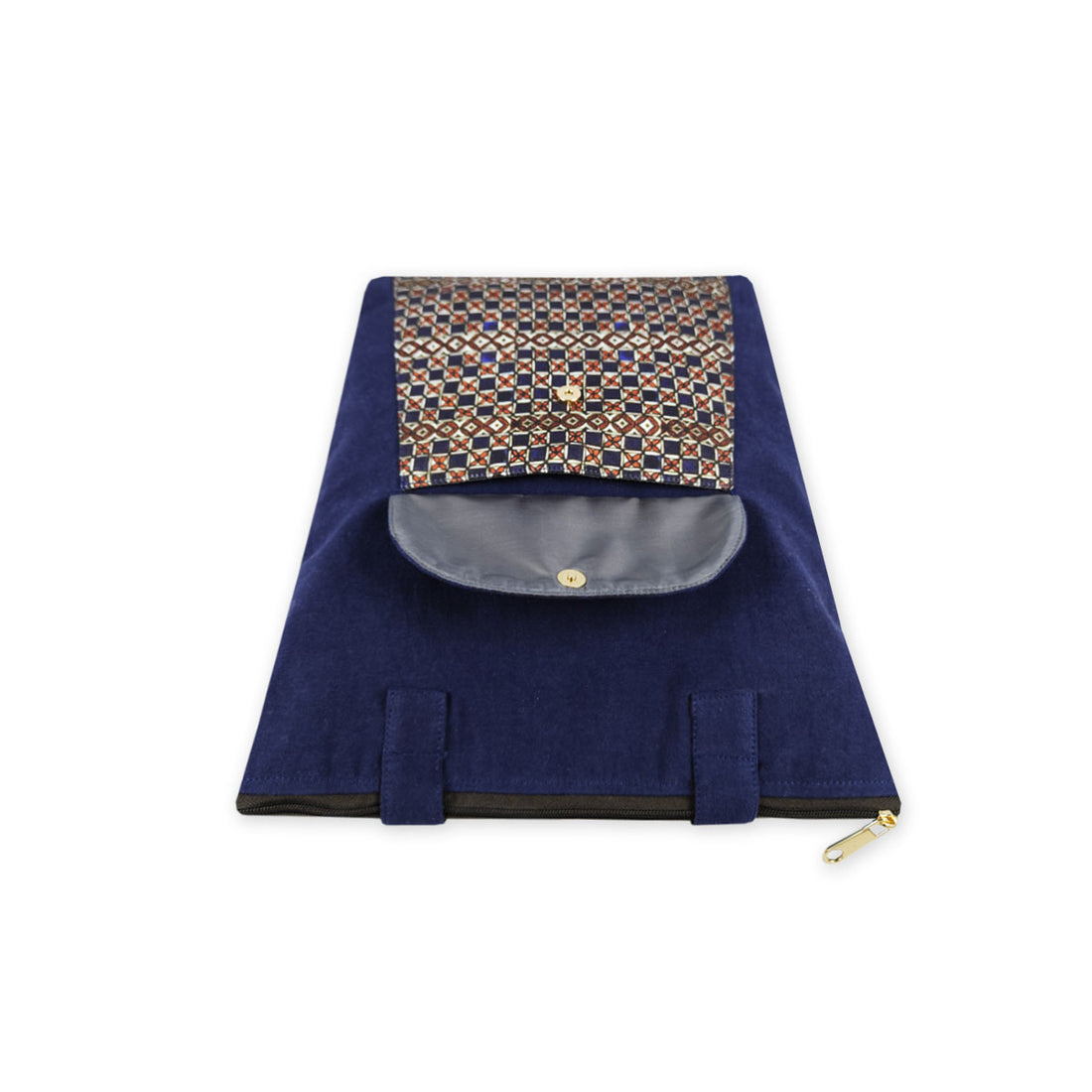 Blue Madhubani Checks Flap Tote Bag