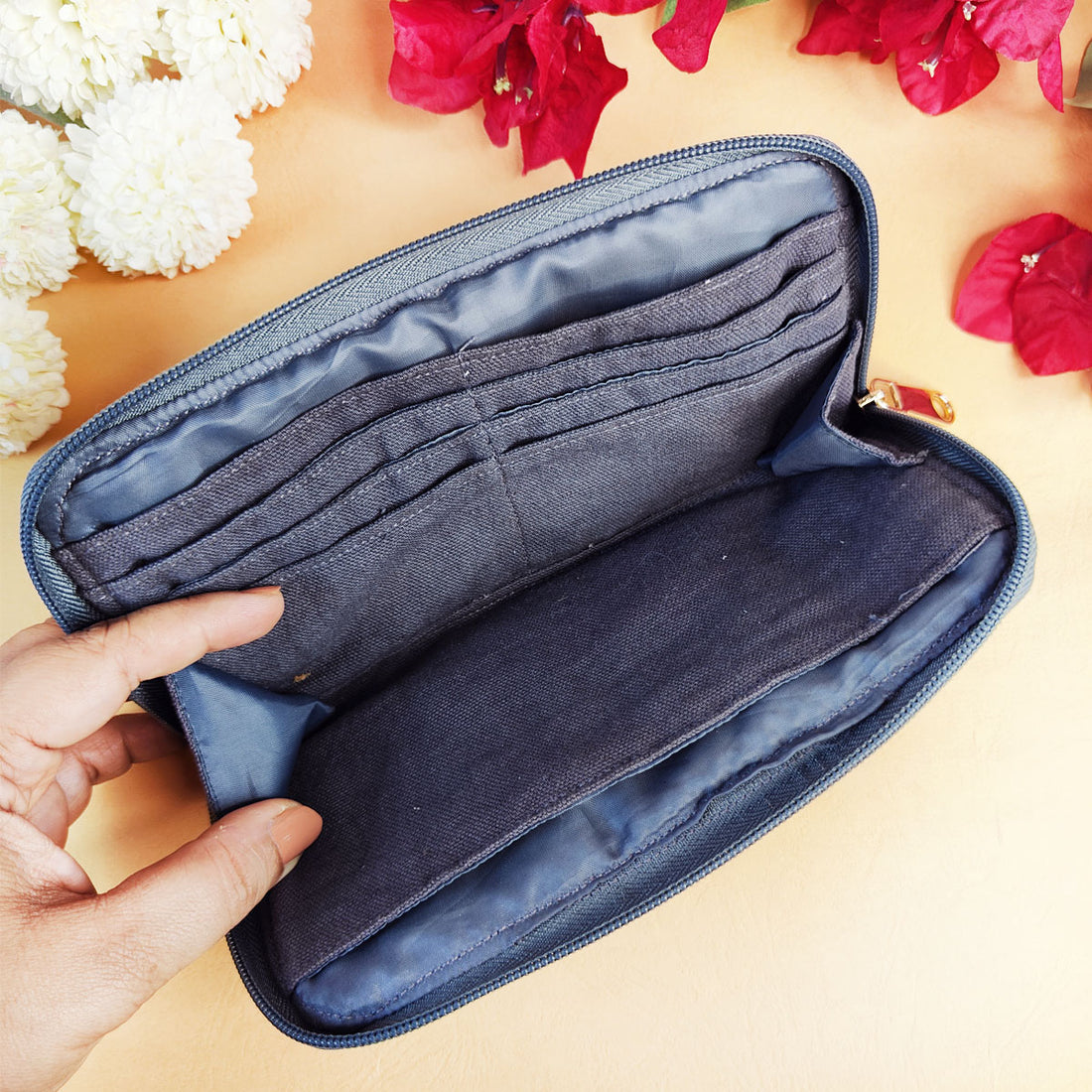 Quilted Slim Wallet- Grey Garden