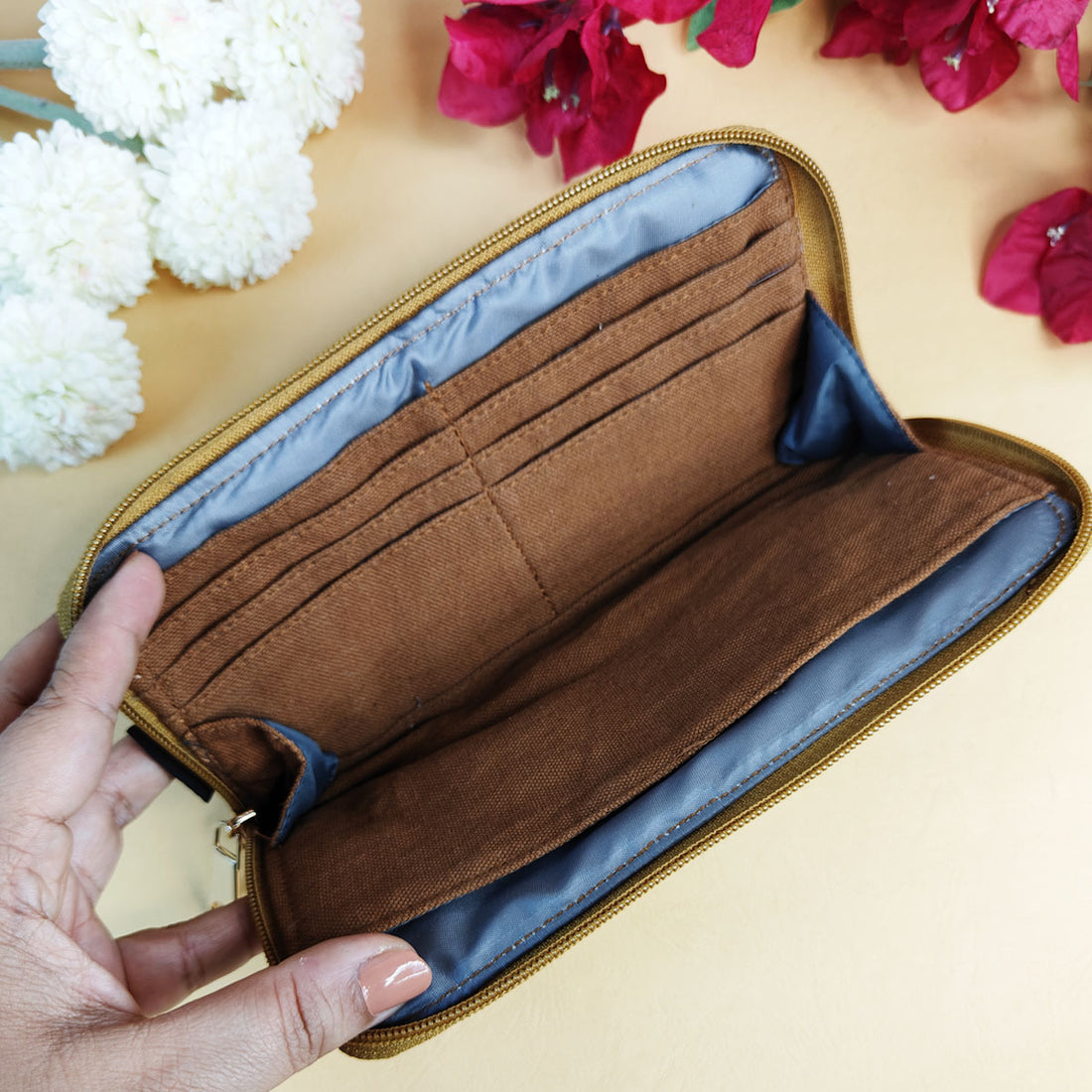 Quilted Slim Wallet- Pink Tile