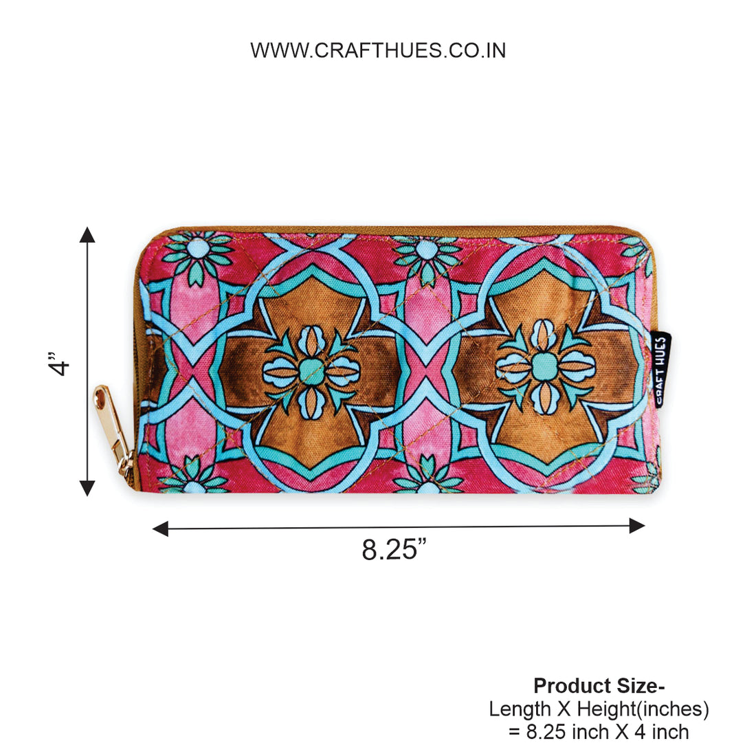 Quilted Slim Wallet- Pink Tile