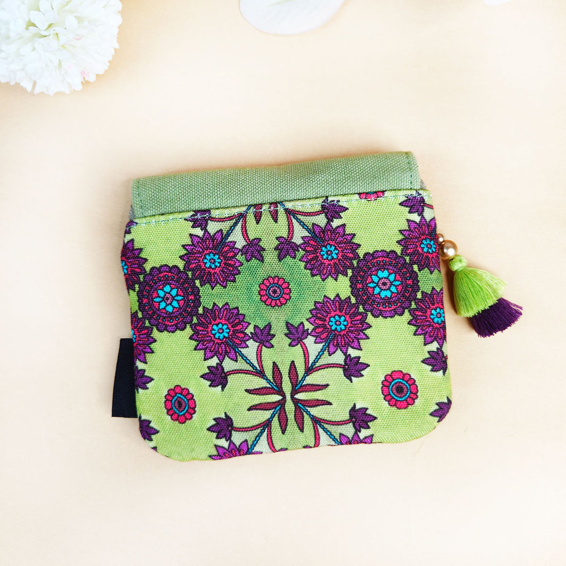 Mini Flap Wallet- Green & Mustard