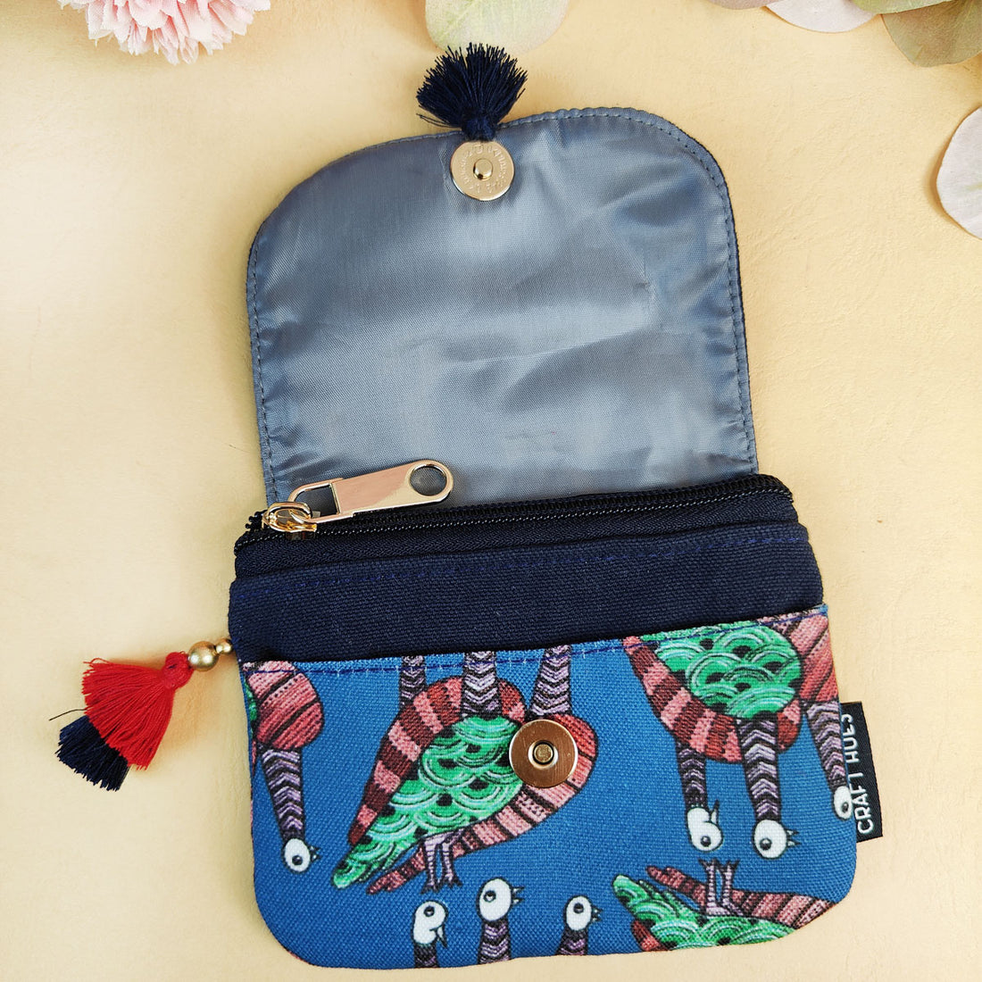 Mini wallet- Gond Blue Bird