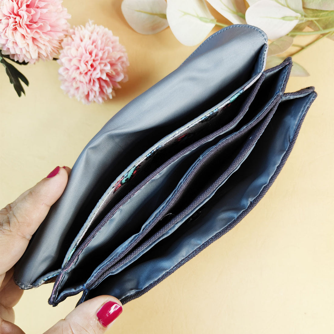 5 Pocket Long Wallet-Gond Grey Bird