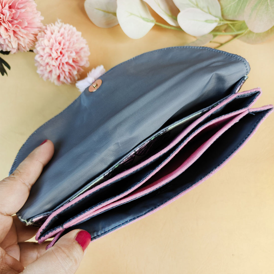 5 Pocket Long Wallet-Gond Pink Fish