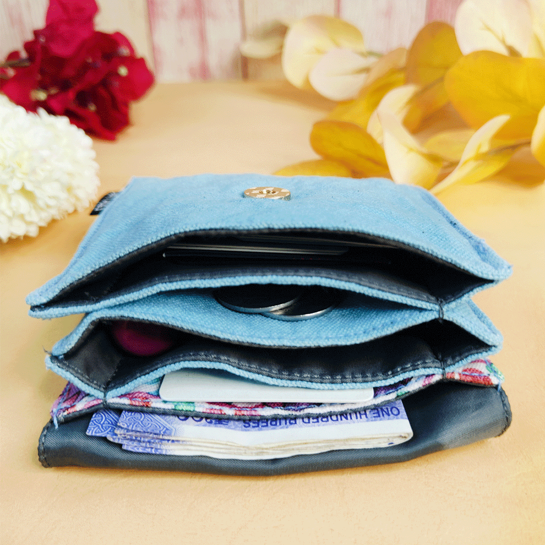 5 COMPARTMENT MINI WALLET-AQUA WORLD