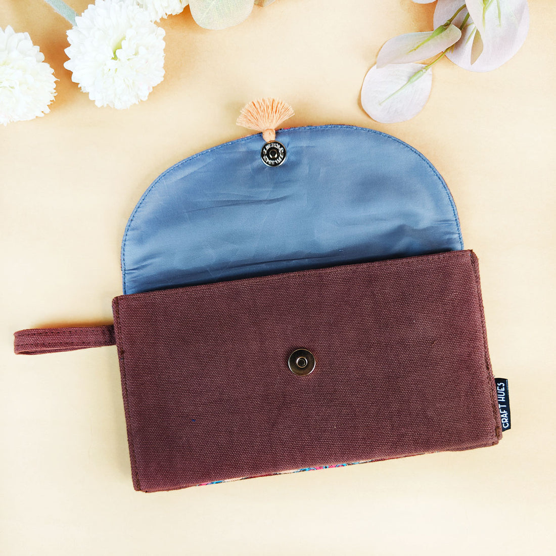 5 Pocket Long Wallet-Maroon Beige Tile