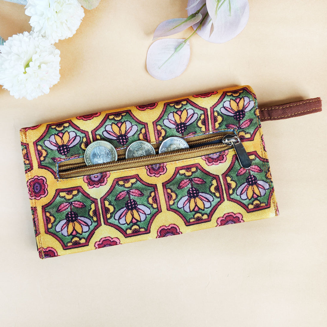 5 Pocket Long Wallet-Mustard Green Tile