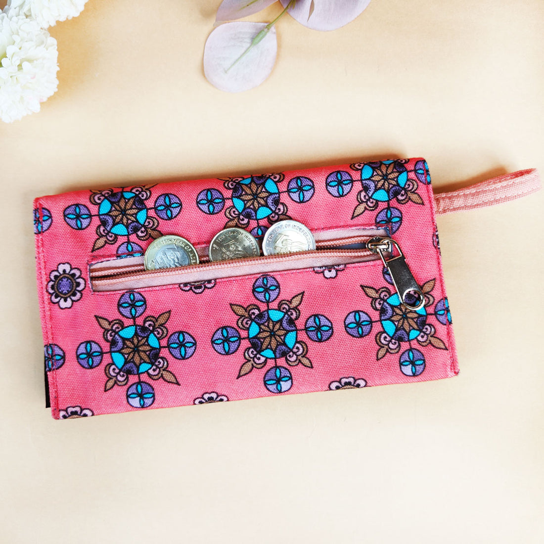 5 Pocket Long Wallet-Peach Garden