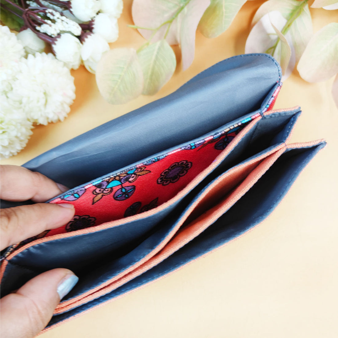 5 Pocket Long Wallet-Peach Garden