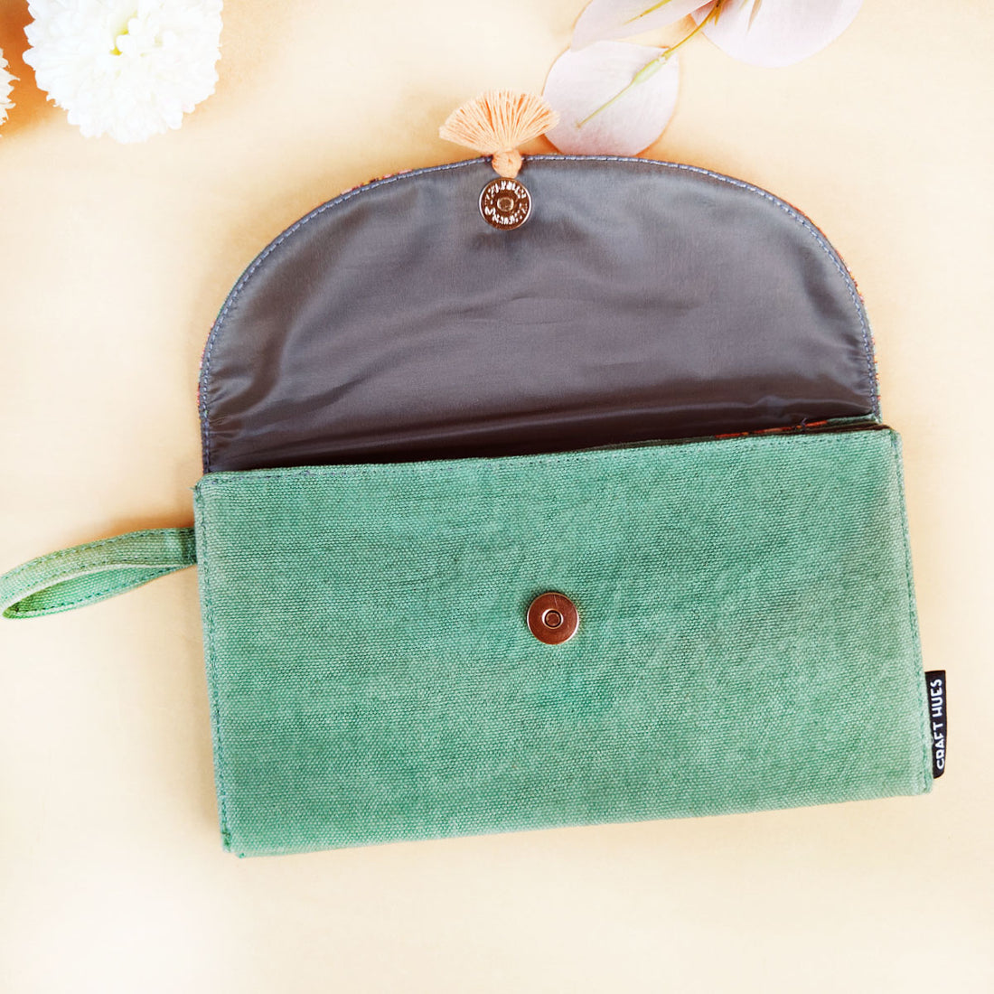 5 Pocket Long Wallet- Sea-Green Tile