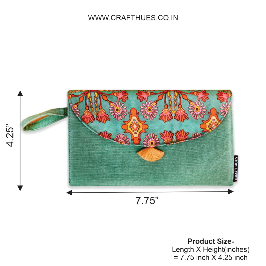 5 Pocket Long Wallet- Sea-Green Tile
