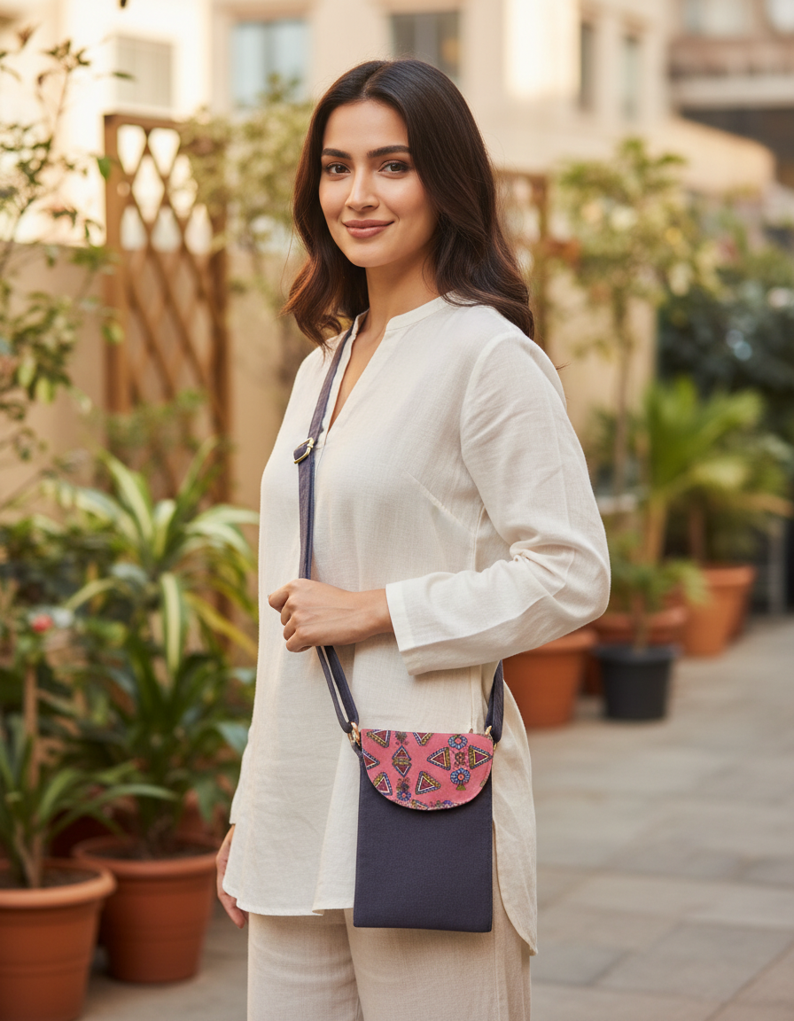 5 Pocket Sling-Maroon Triangle Godna Art