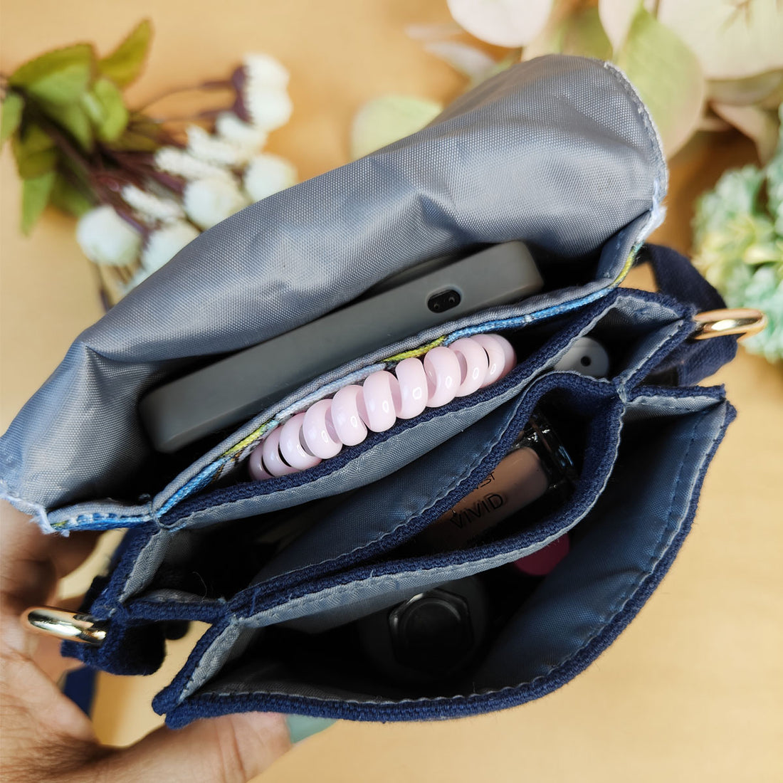 5 Pocket Sling Bag-Blue Bird Godna Art