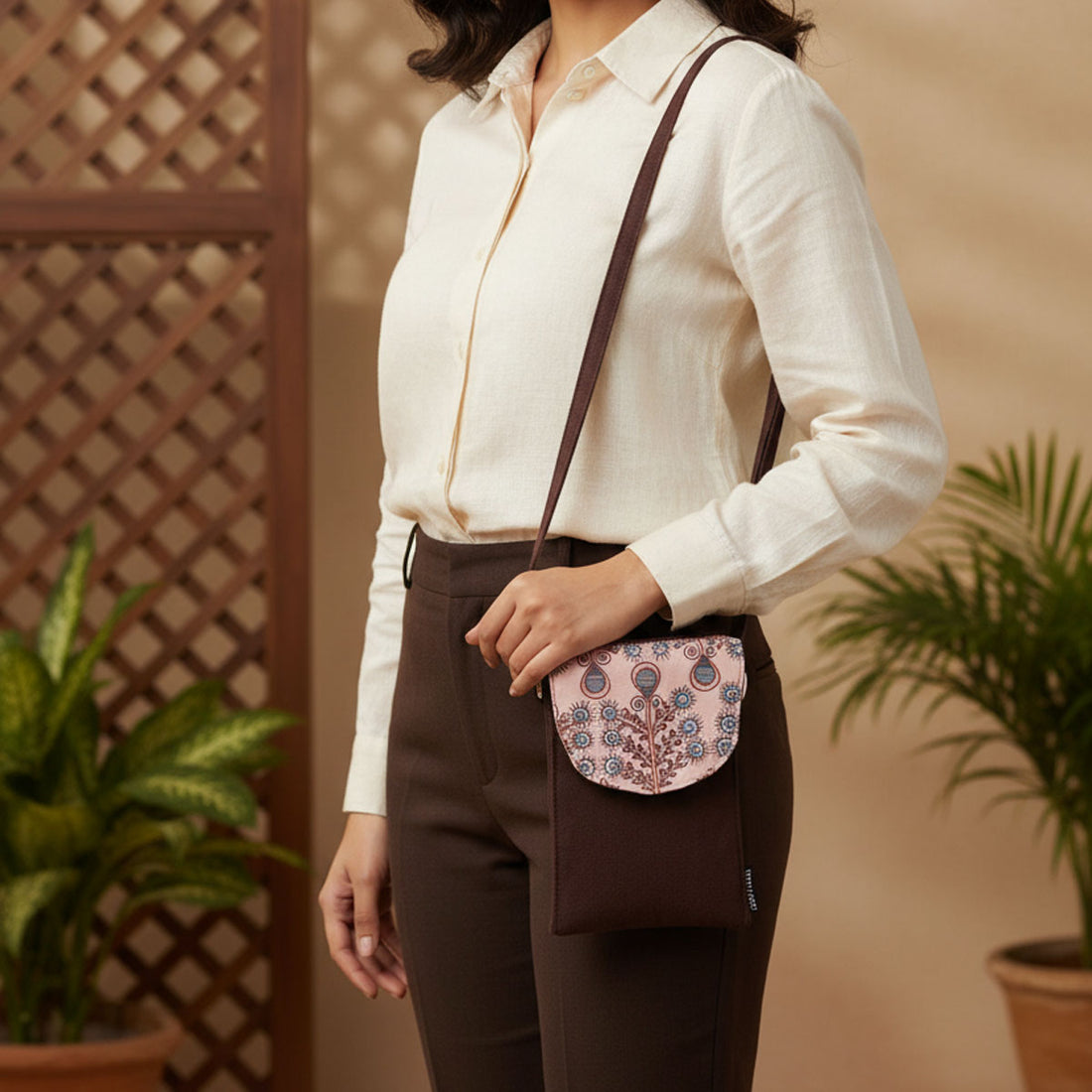 5 Pocket Sling Bag-Brown Tree Godna Art