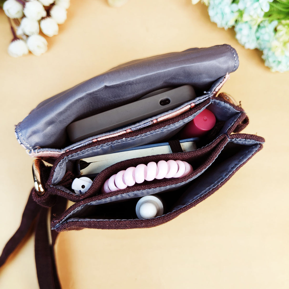 5 Pocket Sling Bag-Brown Tree Godna Art