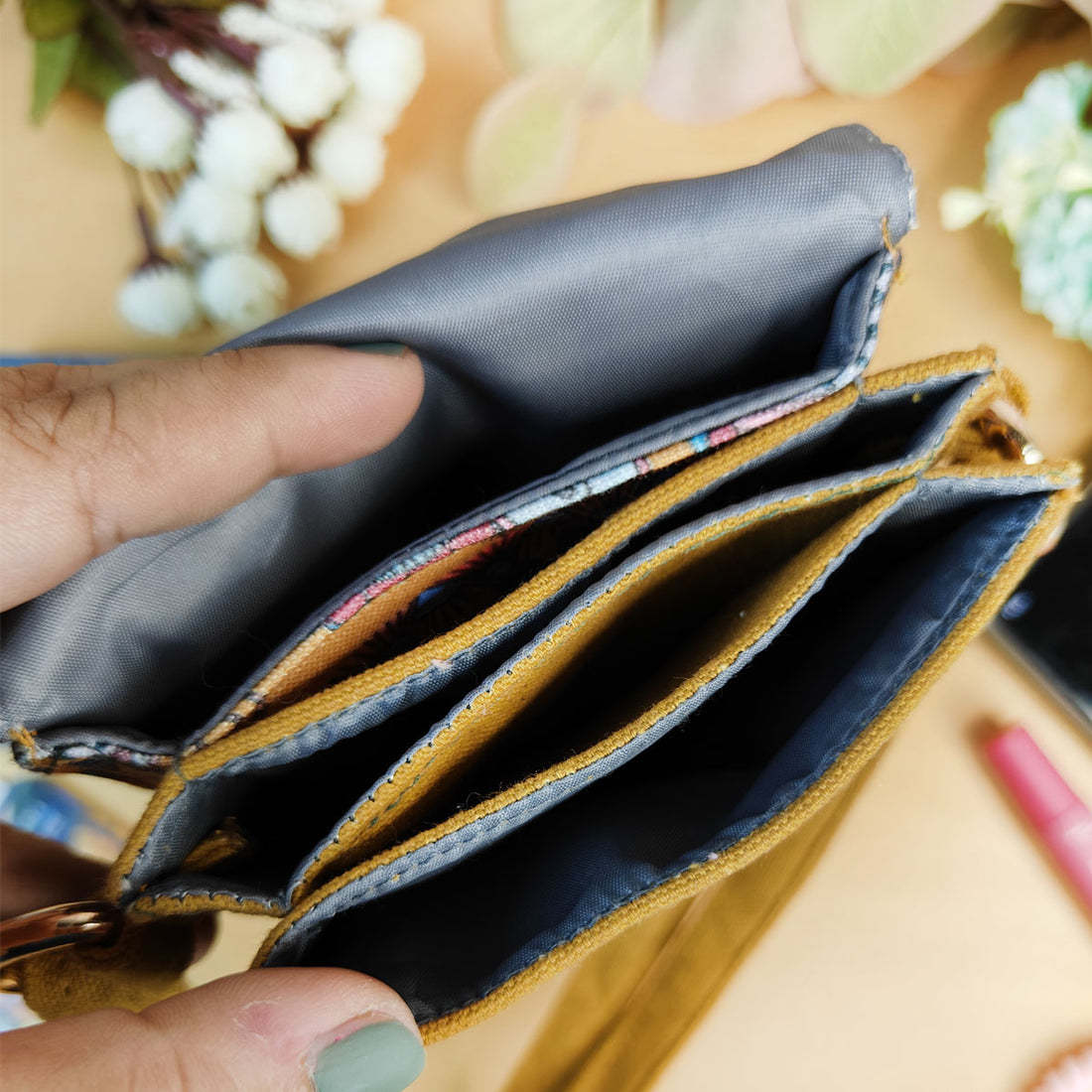 5 Pocket Sling Bag-Mustard Turtle Godna Art