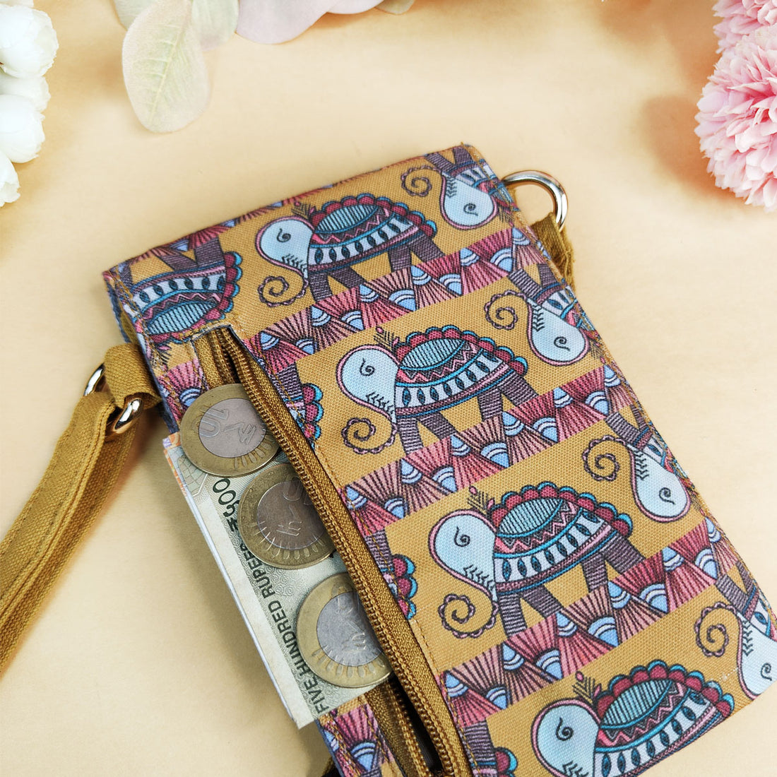 5 Pocket Sling Bag-Mustard Turtle Godna Art