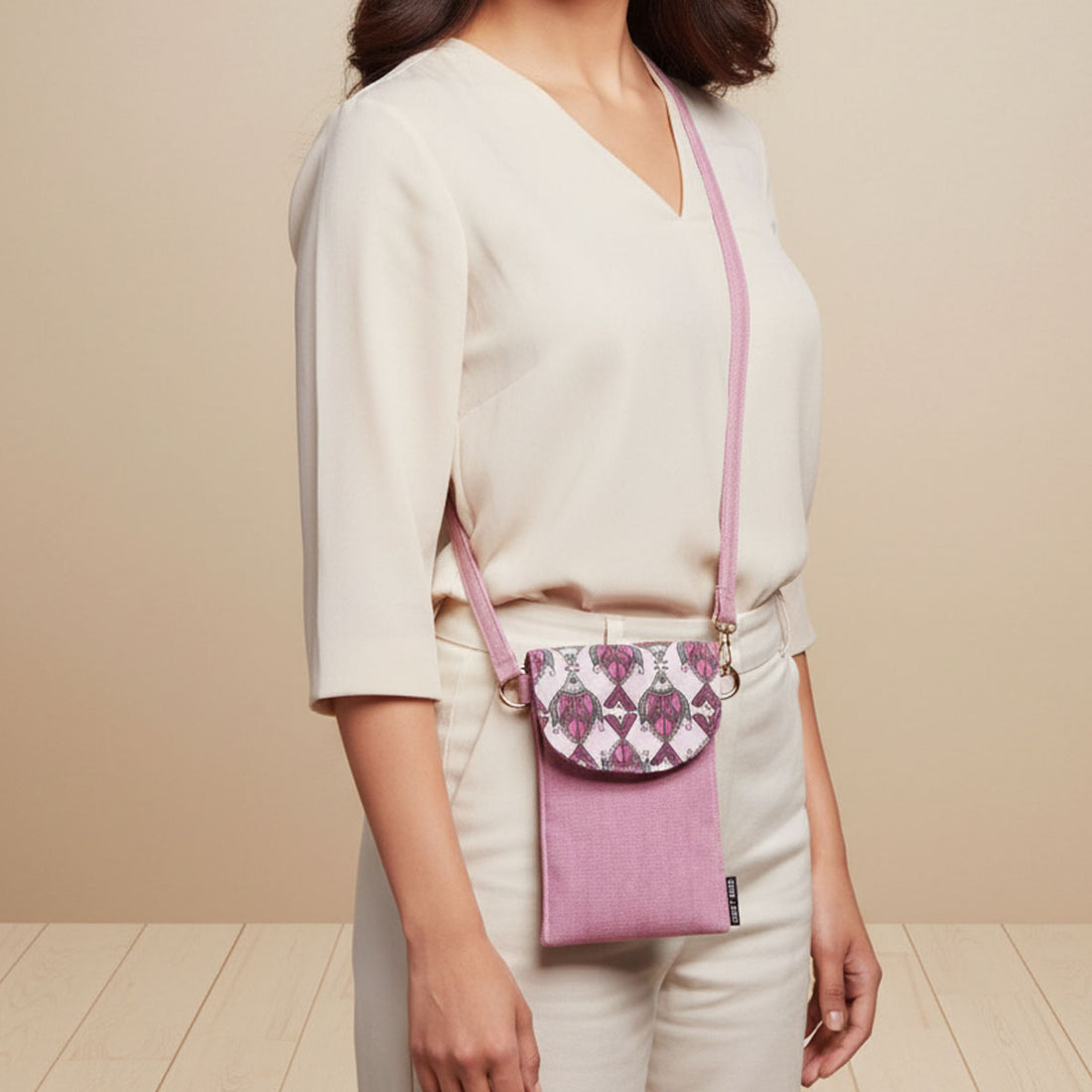 5 Pocket Sling Bag-Pink Fish Godna Art