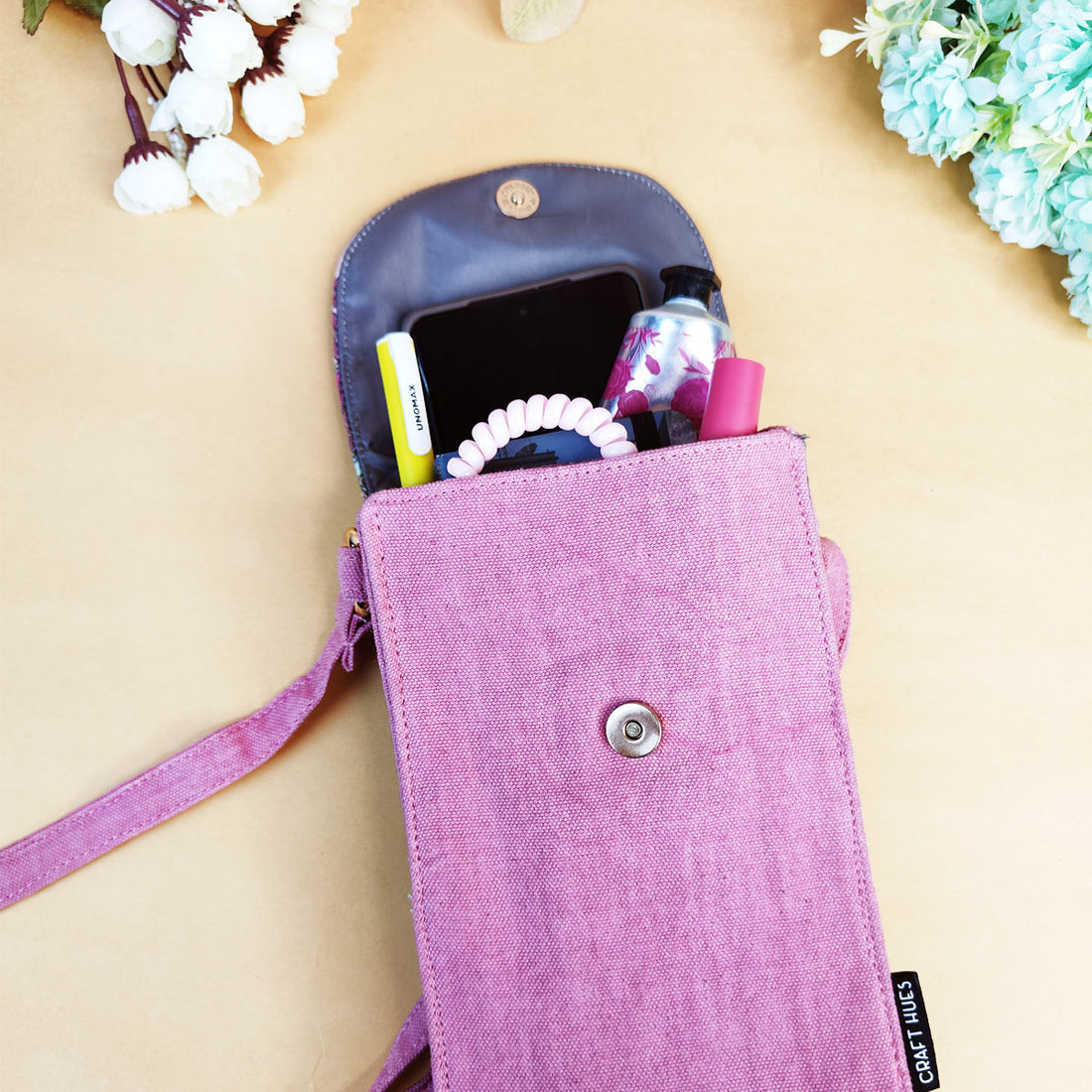 5 Pocket Sling Bag-Pink Fish Godna Art