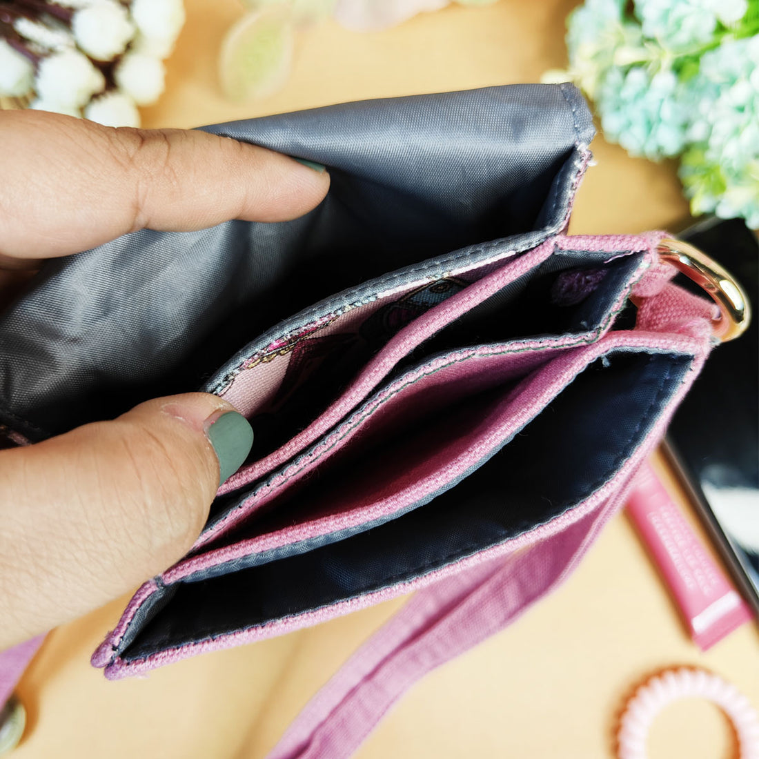 5 Pocket Sling Bag-Pink Fish Godna Art