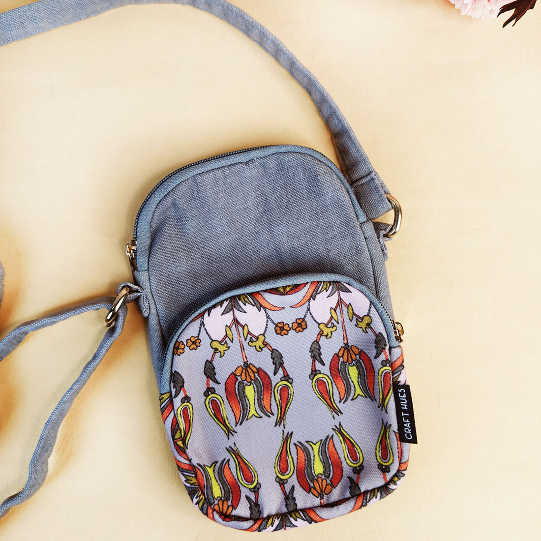 Front Pocket Sling- Grey Persian Floral